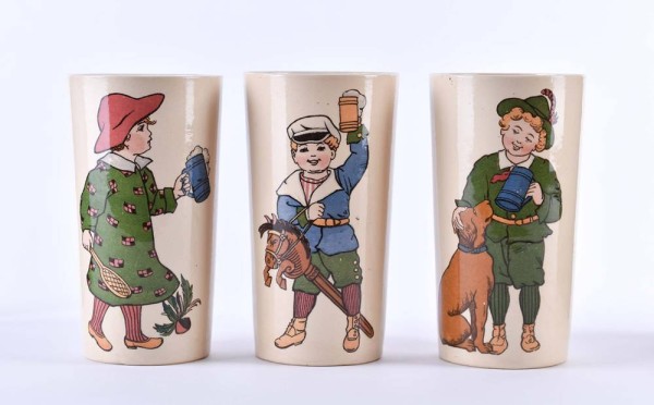 3 Villeroy & Boch Mettlach mugs, c. 1910