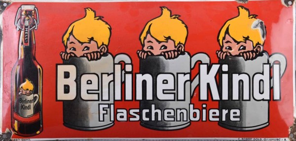 altes Emailleschild Berliner Kindl