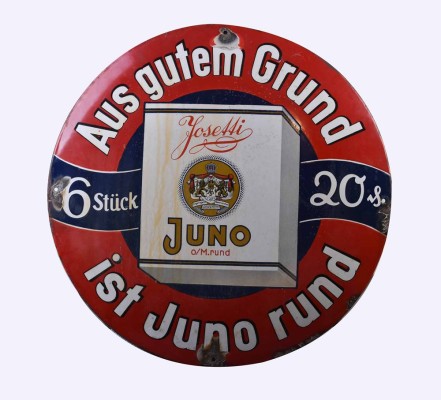 Old enamel sign Juno