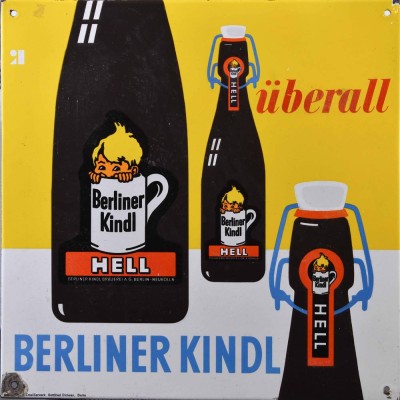 Old enamel sign Berliner Kindl