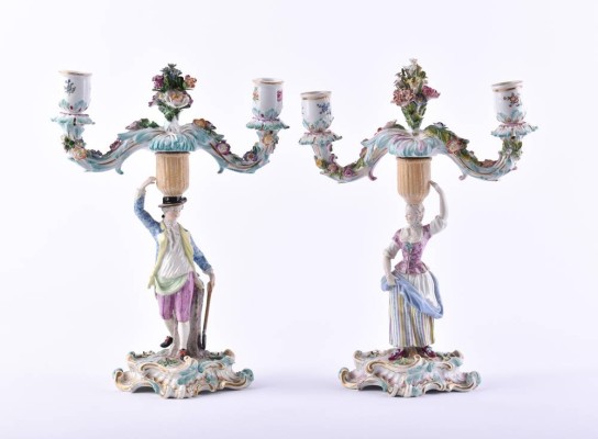 figürliches Leuchterpaar Meissen 19 Jhd.