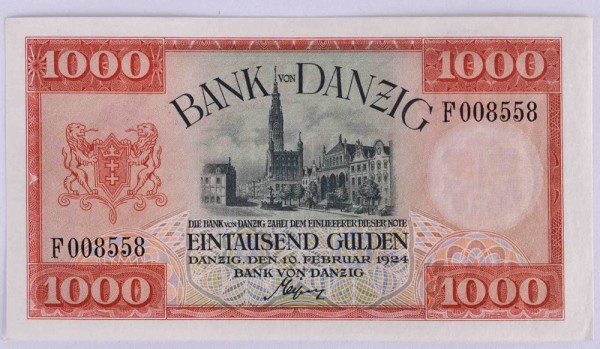 Danzig Freie Stadt 1000 Gulden 1924