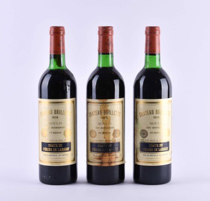 3 Flaschen Bordeaux Chateau Brillette 1978