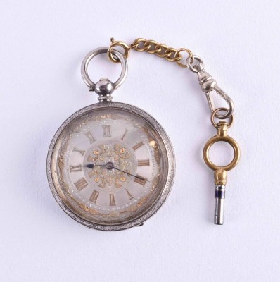 Schweizer Schlüssel-Taschenuhr für Frauen um 1900