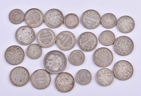 A group of Russia Tsarist era coins