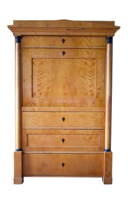 Biedermeier secretary with Schinkel roof from around 1820