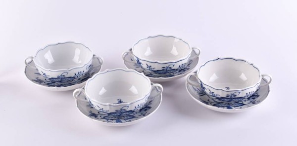 4 soup cups + saucer Meissen