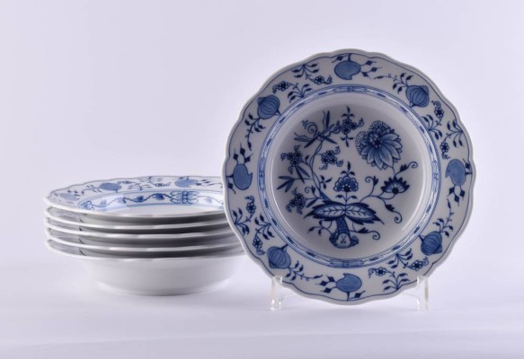 6 Meissen soup plates