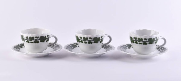 3 cups & 3 saucers Meissen