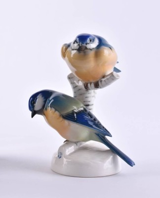 Great tit figurine group Nymphenburg