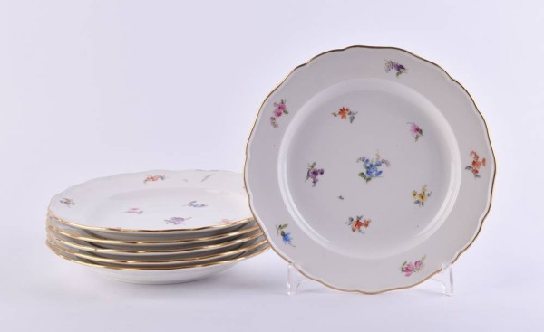 6 dinner plates, Meissen 19th century 