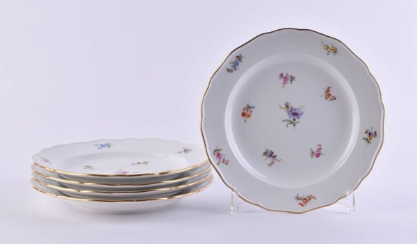 5 dinner plates, Meissen 