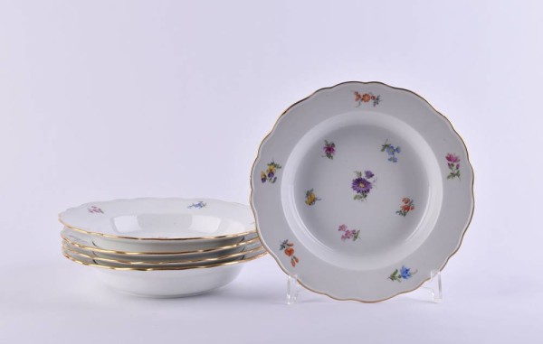 5 dinner plates, Meissen 19th century 