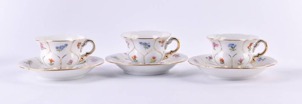 3 cups and 3 saucers Meissen,