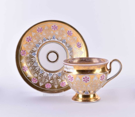 Biedermeier cup & saucer KPM Berlin