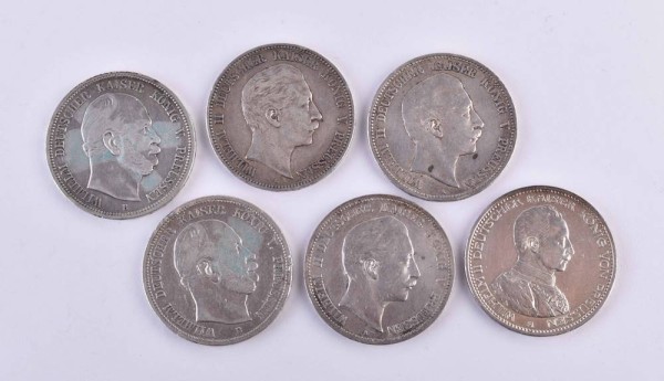 Mixed lot 5 Mark Empire of Prussia