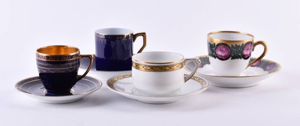 4 showcase cups & saucers