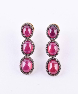 Ruby/brilliant stud earrings